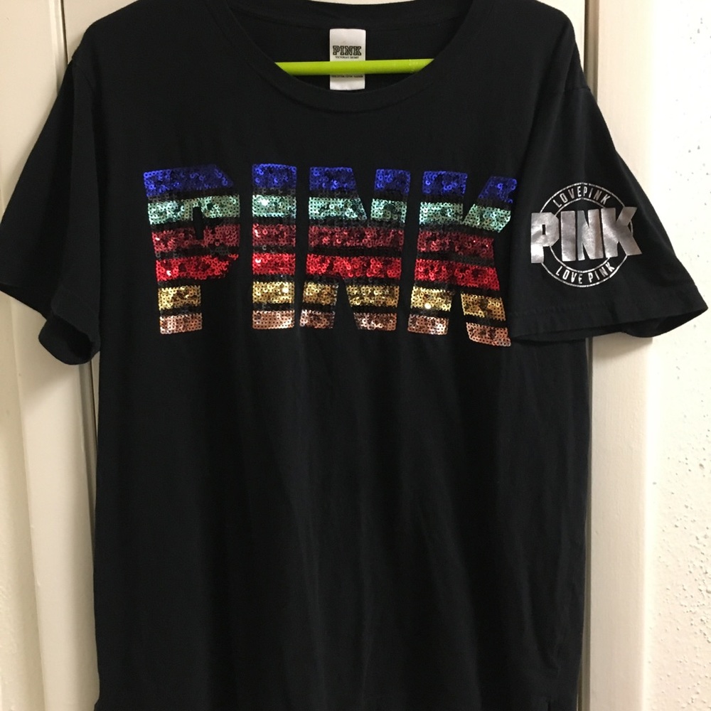 VS Pink Rainbow Bling Campus Tee